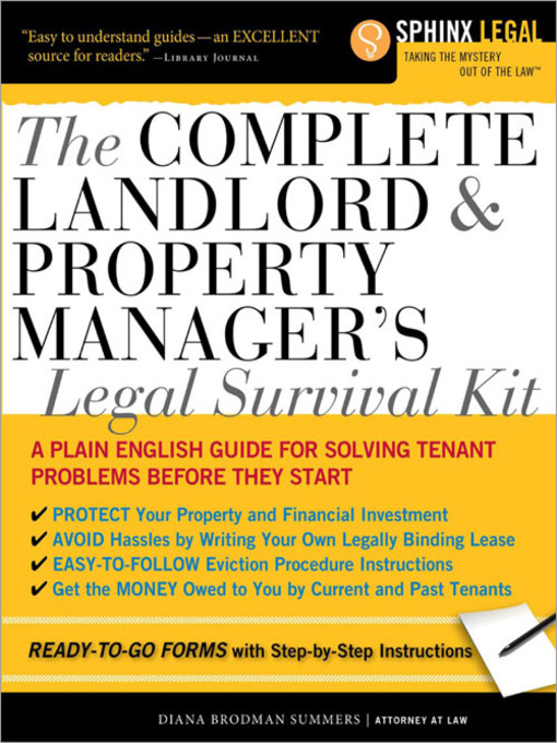 Title details for Complete Landlord and Property Managers Legal Survival Kit by Diana Brodman Summers - Available